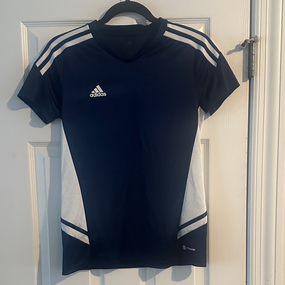 adidas Navy and White Soccer Top